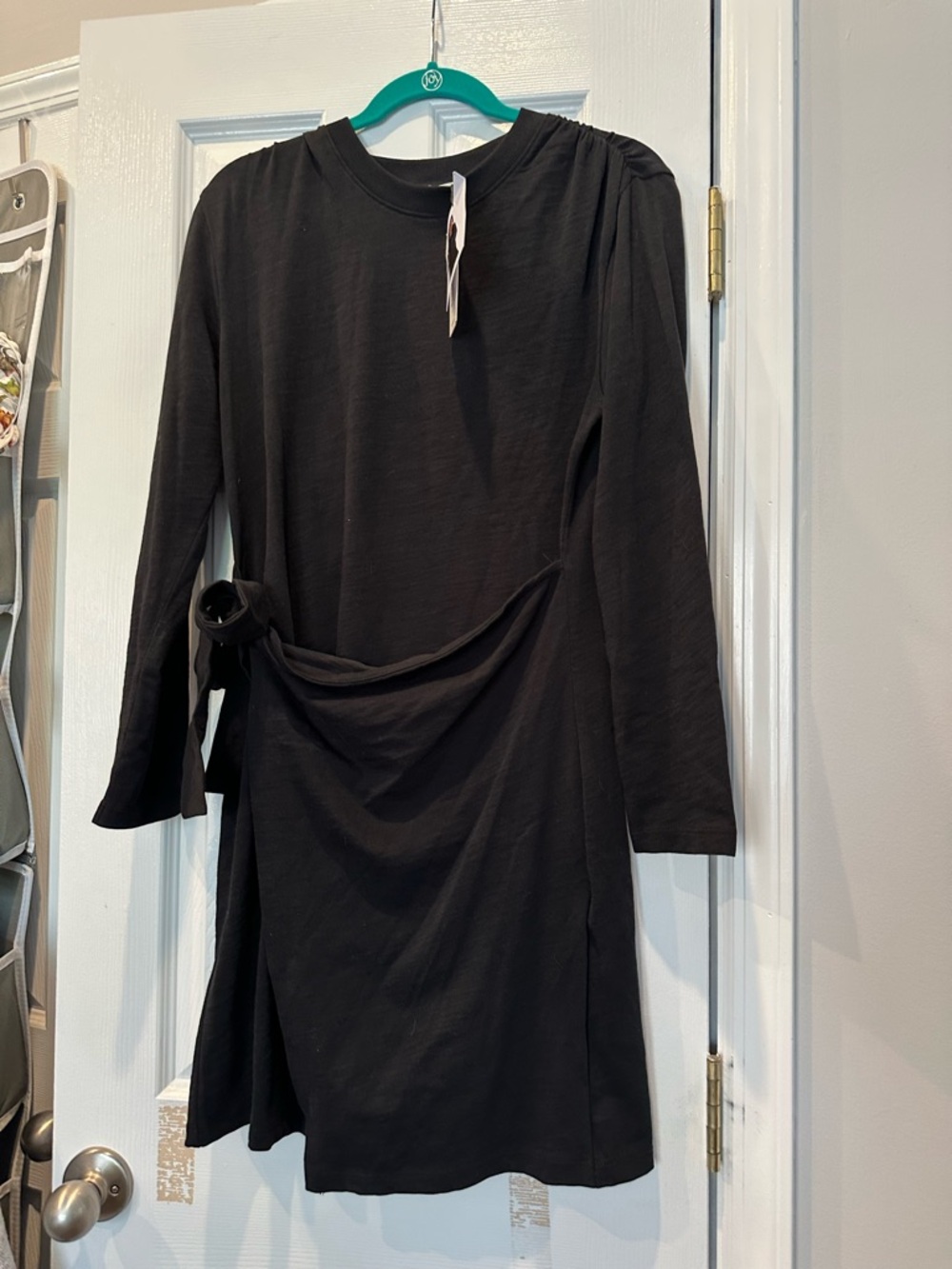 Nation LTD Black Long-Sleeve Wrap Dress with Side Tie - Picture 3 of 5